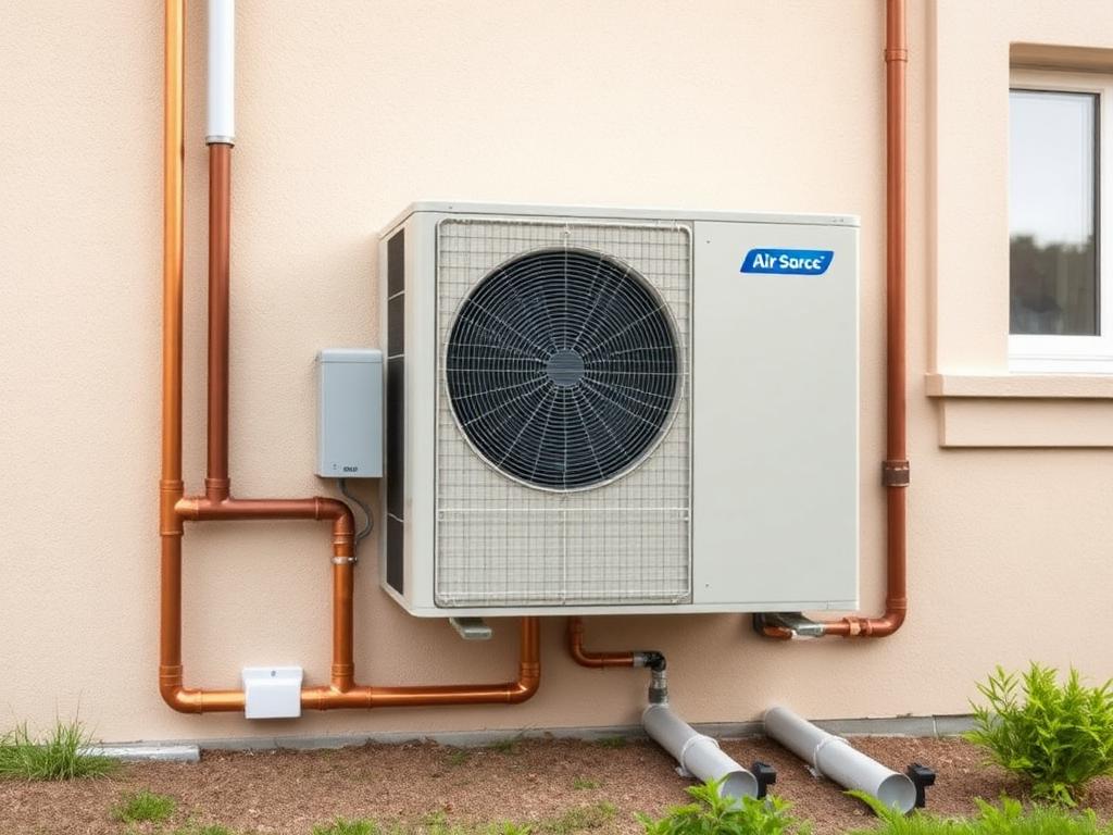 Pompe à chaleur air/eau installée à l'extérieur d'une maison nantaise